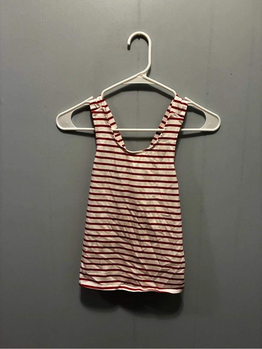Source Unknown Red and White Striped Kids Tank Top